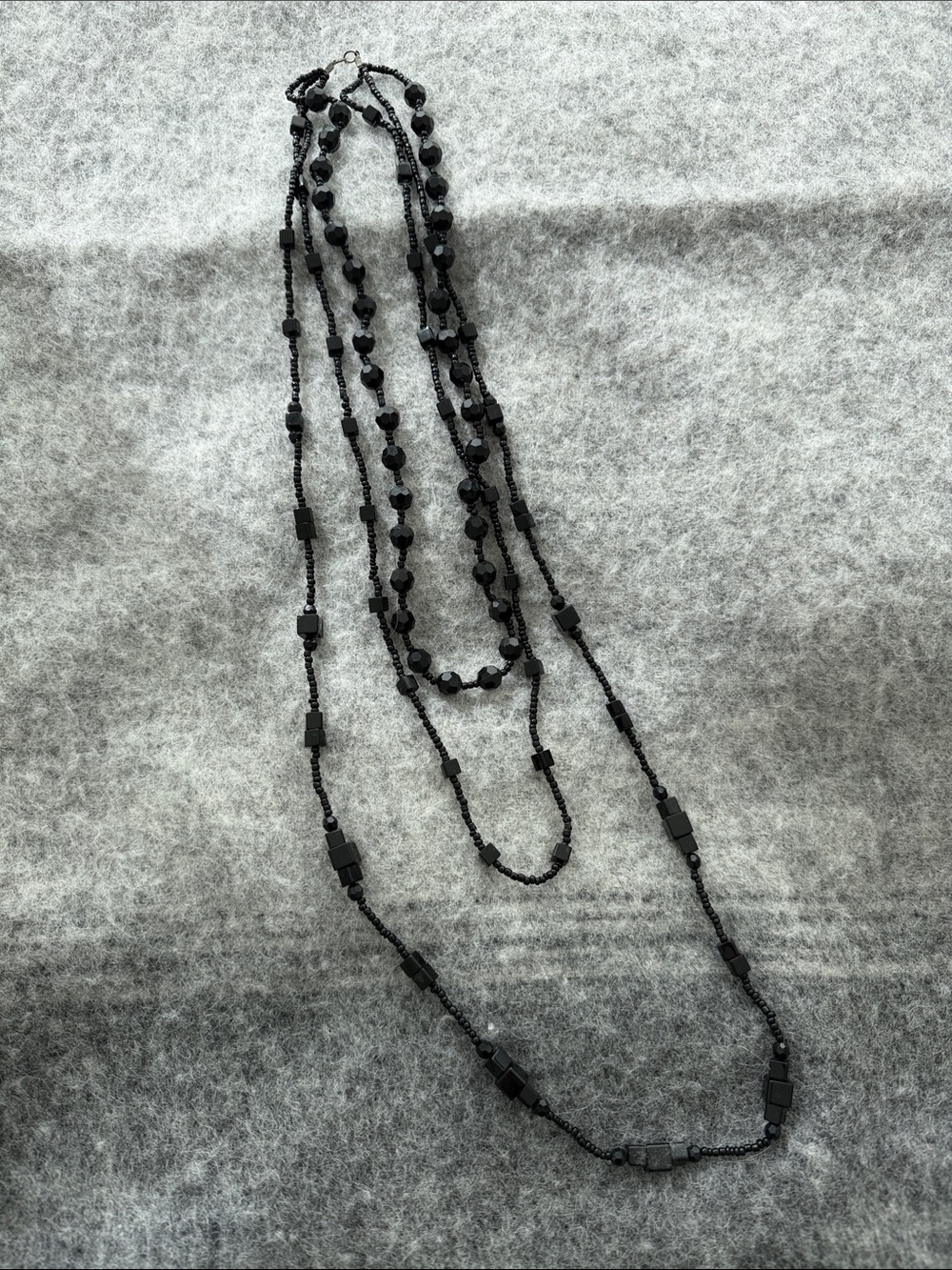 Elegant Black Multi-Strand Beaded Necklace